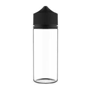 Unicorn 120ml Transparent Bottle Black Cap -Empty