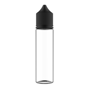 Unicorn 60ml Transparent Bottle Black Cap -Empty